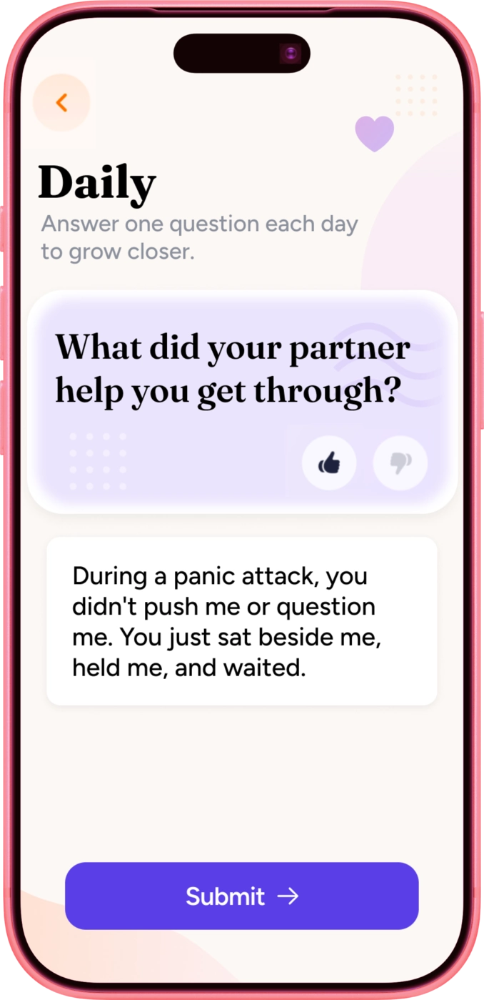 Love Talk: Couple Questions app shown on a phone.